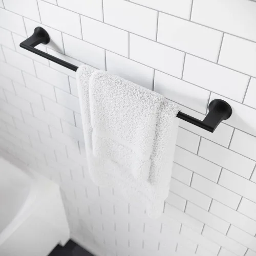 Miniatura 2 de Pfister Pfirst - Toallero moderno para baño, 24 pulgadas, montado en la pared, atornillado, acabado negro mate, BTBPFM2B Mate negro