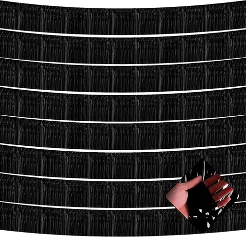 Miniatura 14 de Paquete de 10 unidades de guirnalda de flecos de papel de aluminio de 10 pies con lentejuelas metálicas, bandera para colgar en la pared, telón