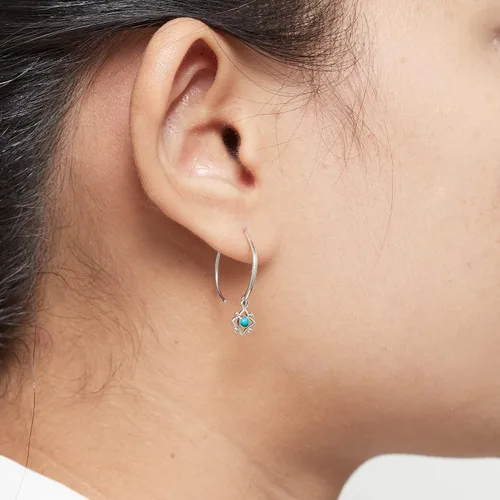 Miniatura 2 de Boma Jewelry Sterling Silver Flower Shaped Dot Pull Through Hoop Earrings