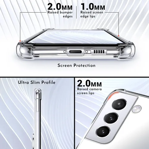 Miniatura 3 de Silverback Funda transparente para Samsung Galaxy S22 con soporte de anillo, amortiguador de golpes protector a prueba de golpes para Galaxy S22