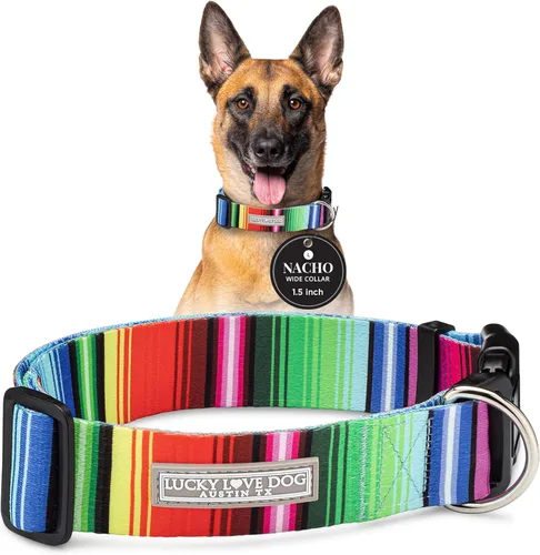 Miniatura 27 de Lucky Love Dog Collar Ancho para Perros - Collar Ajustable, Duradero, Tejido Suave y Cómodo de 1.5 Pulgadas de Ancho para Perros Machos y Hembras