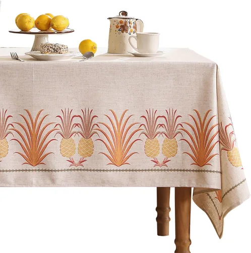 Miniatura 51 de patdrea - Mantel de lino floral, grueso, decorativo y francés para mesas rectangulares o cuadradas, para cocina y comedor, 55 x 79 pulgadas
