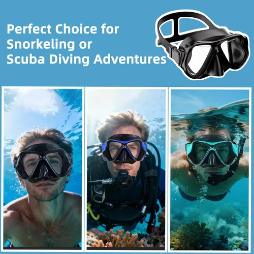 Miniatura 6 de Máscara de buceo, máscara de buceo con antivaho HD vidrio templado gafas de buceo cubierta de nariz, máscara de esnórquel para adultos buceo