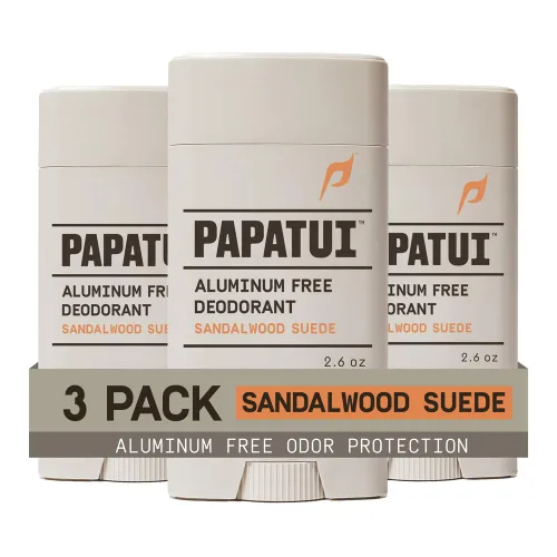 Papatui Desodorante - Gamuza de sándalo - Sin aluminio - 2.6oz - Paquete de 03