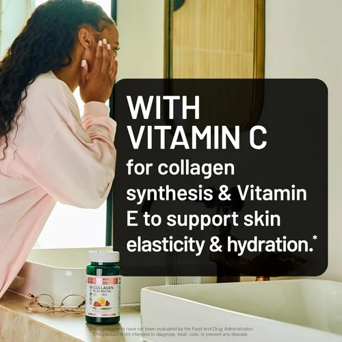 Miniatura 8 de NatureWise Gomitas de colágeno - Gomitas de colágeno hidrolizado - Péptidos de tipo 1 y 3 para mujeres + Biotina, vitamina C, E y zinc para el apoyo