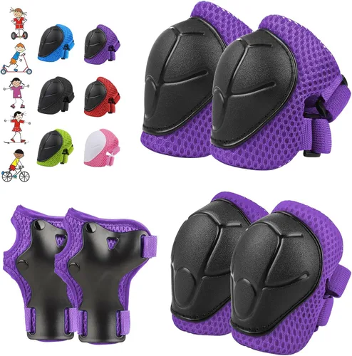 Miniatura 8 de WayEee Juego de 6 piezas de equipo de protección para niños, rodilleras para niños de 3 a 14 años, rodilleras y coderas para niños pequeños, juego