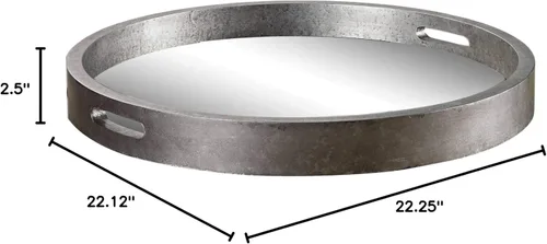 Miniatura 5 de Bechet - Bandeja para pandereta de plata antigua con espejo de 22 1/4 pulgadas de ancho