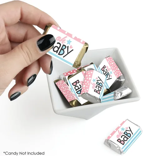 Miniatura 2 de Big Dot of Happiness Baby Gender Reveal – Mini Candy Bar Wrapper Stickers – Equipo Niño o Niña Fiesta Pequeños Favores – 40