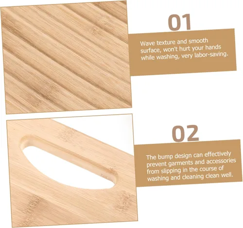 Miniatura 7 de Hemoton Tabla de lavado de madera, tabla de lavar a mano, tabla de lavar a mano para suministros de lavandería para el hogar, L