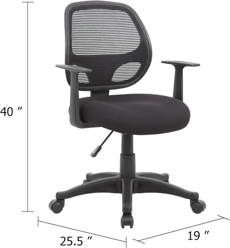 Miniatura 3 de Benzara Maya - Silla de oficina con brazos en T, malla negra, acolchado de espuma