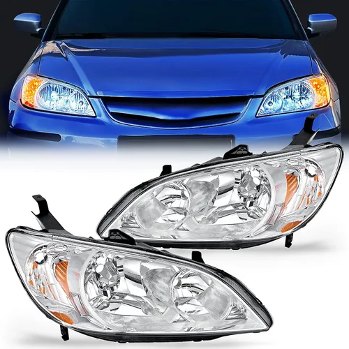 Miniatura 16 de Nilight - Conjunto de faros delanteros compatibles con Honda Civic 1996 1997 1998, reemplazo de faros delanteros, carcasa cromada, reflector ámbar