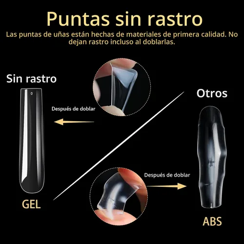 Miniatura 6 de Puntas de uñas largas cuadradas, 240 puntas de uñas de gel suave de cobertura completa, pregrabadas, 3XL, cuadradas transparentes, acrílicas