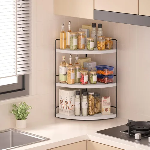 Miniatura 5 de ZGO Organizador de Baño de 3 Niveles - Organizador de Encimera y Esquina, Almacenamiento de Maquillaje y Cuidado de la Piel, Estante de Encimera