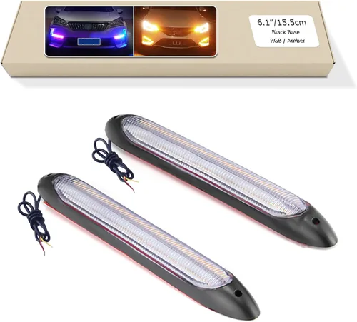 Luz de circulación diurna, tira LED DRL impermeable de 6.10 pulgadas secuencial y que fluye, lámpara de señal de giro, tira de faro LED universal