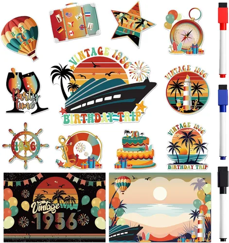 Miniatura 12 de 13 piezas de decoración de puerta de crucero de piña, imanes divertidos de piña tropical para crucero, reutilizables, divertidos letreros magnéticos