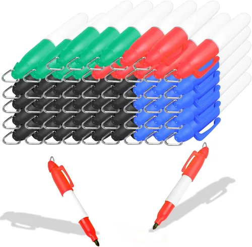 Miniatura 14 de 150 piezas de marcadores permanentes mini con clips de tapa, marcadores de pelota de golf, marcadores de borrado en seco con gancho triangular, 150