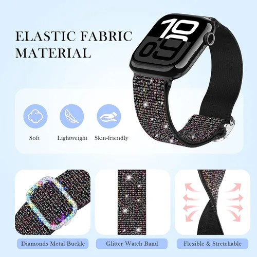 Miniatura 2 de LETOID Correas elásticas diseñadas para Apple Watch Band de 1.496 pulgadas, 1.575 pulgadas, 1.614 pulgadas, 1.654 pulgadas, 1.732 pulgadas, 1.772