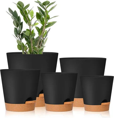 Miniatura 25 de GARDIFE Macetas de 10/9/8 pulgadas para plantas de interior, macetas auto-regantes, macetas de riego automático, macetas de flores, negras