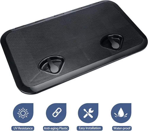 Miniatura 8 de smartmarine 24"x14" Marine Boat Deck Hatch Cover,Boat Access Hatch & Lid, 2pcs Hatch Handles Lock.Black/White Negro