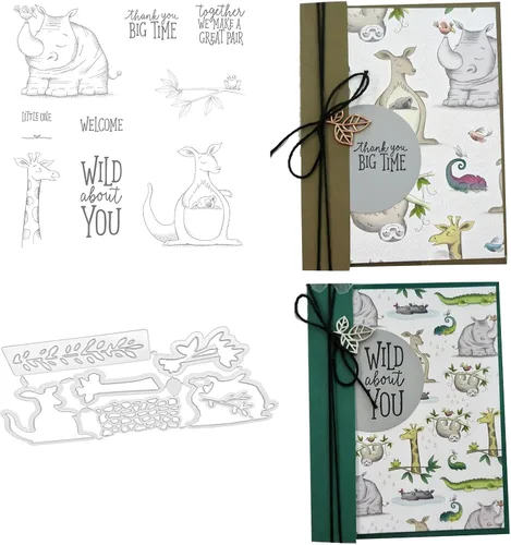 Wild About You - Juego de sellos y troqueles para hacer tarjetas, sellos transparentes y troqueles de corte de metal para álbumes de recortes,
