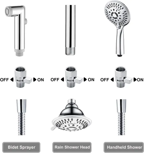 Miniatura 6 de BRIGHT SHOWERS Válvula de Control de Flujo de Agua, Válvula de Agua de Ducha de Latón con Manija y Palanca, Regulador de Flujo Ahorrador de Agua