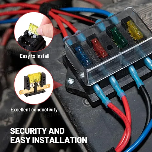 Miniatura 2 de RED WOLF Soporte de caja de bloque de fusibles de hoja de 4 vías con circuito estándar de 10 V-32 V CC para automóvil, camión, barco, marina, RV