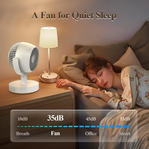 Miniatura 7 de Ventilador de circulación de aire portátil recargable, temporizador, oscilante, potente y silencioso, 5 velocidades, ventiladores de escritorio