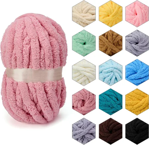 Miniatura 8 de ERLYEEN Hilo de Chenilla Grueso Súper Voluminoso Suave Espeso Esponjoso Jumbo Gigante Lavable Hilo Grande de Poliéster DIY para Manta de Tejido a