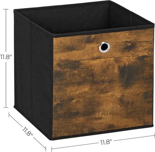 Miniatura 3 de SONGMICS Cubitos de almacenamiento, juego de 6 contenedores de almacenamiento con asas, cajas de almacenamiento plegables de tela Oxford y tela