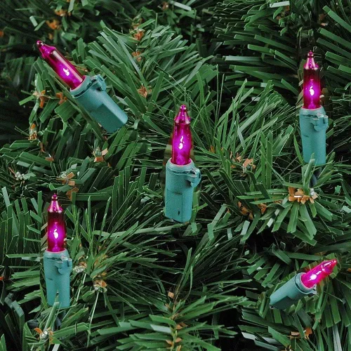 Miniatura 7 de Novelty Lights Mini luces incandescentes tradicionales de 50 pies, 100 bombillas, color morado sobre cable verde con espacio de 6 pulgadas, grado