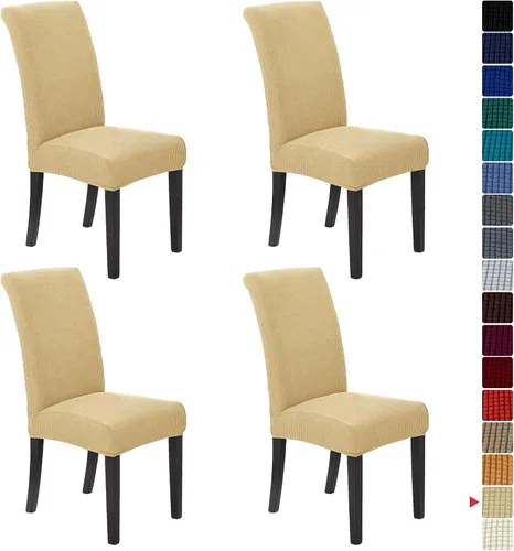 Miniatura 21 de Juego de 6 fundas elásticas para sillas de comedor, fundas para sillas de comedor lavables y removibles, fundas para sillas de comedor protectoras