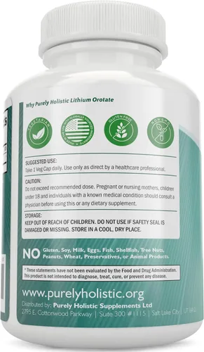 Miniatura 6 de Orotato de litio de 5 mg, 180 cápsulas de litio vegetarianas, suplemento de orotato de litio de 5 mg, 180 cápsulas de litio vegetarianas, ayuda a