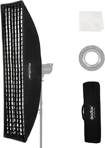 Miniatura 8 de Godox FW22x90CM / 9"x36" Bowens Mount Strip Honeycomb Grid Softbox, caja suave portátil con anillo de velocidad Bowens, softbox con rejilla