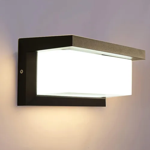 Aplique de pared LED de 18 W, lámpara de porche exterior impermeable IP65, luz de pared blanca cálida de 3000 K, lámpara de pared de aluminio negro