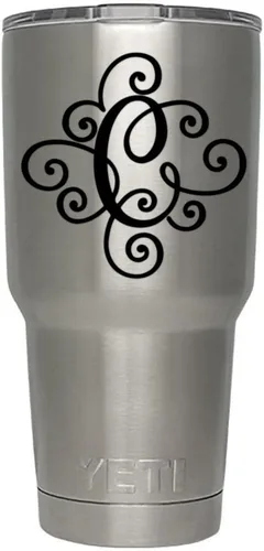 Miniatura 24 de Monogram - Calcomanía troquelada/vinilo adhesivo. Haga clic para opciones de color/letra. Disponible en cuatro colores y todas las letras de la A