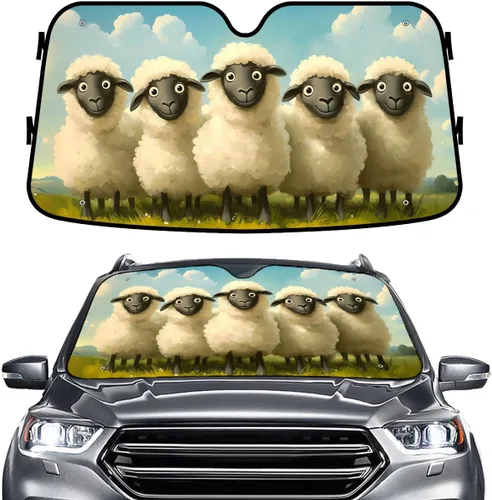 Miniatura 46 de GENANY - Cubierta de parabrisas de flamenco para automóvil, SUV, camión (55 x 30 pulgadas), protector térmico plegable, persianas para ventanas