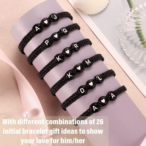 Miniatura 6 de Pulseras con iniciales para mujer, hombres, regalos para novia, novio, pulseras con letras "I Love You", regalos para ella, él, mejor amigo, regalo