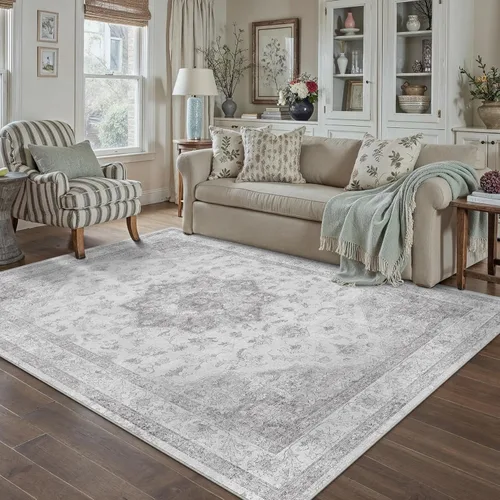 Miniatura 66 de PureCozy - Alfombra de área beige de 8 x 10, lavable, vintage, alfombra para sala de estar, dormitorio, gran alfombra suave retro de pelo bajo