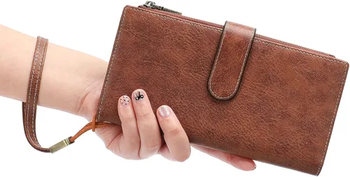 Miniatura 6 de GOIACII Carteras para Mujer de Gran Capacidad Portador de Tarjetas de Crédito Cartera Rfid Mujer Doble Cremallera Bolsillo Cuero Bifold para Damas
