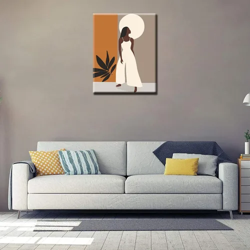 Miniatura 3 de Pintura de niña afro a la moda, kits de pintura por números, 16 x 20 pulgadas, lienzo de hojas tropicales, pintura al óleo para niños y adultos