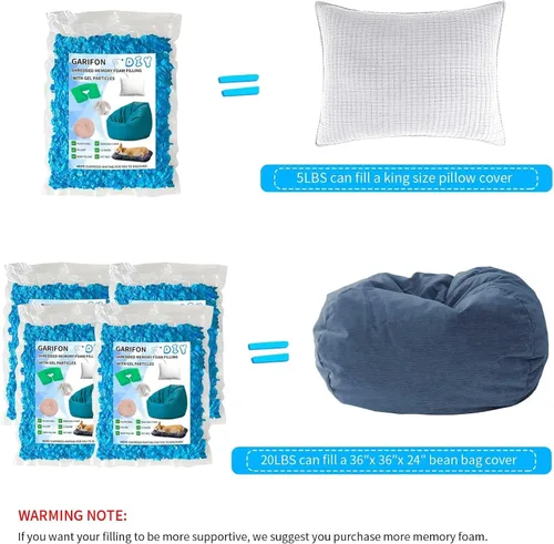 Miniatura 6 de Relleno de puf de 30 libras, relleno de almohada, relleno de bolsa de frijol, relleno de espuma viscoelástica triturada, relleno de saco de boxeo