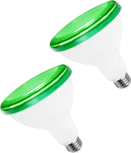 PAR38 Bombillas de luz verde de inundación, luz de inundación LED verde de 15 W, equivalente a 100 W, bombillas verdes para exteriores con base E26