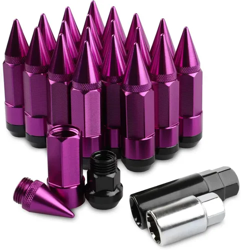 Miniatura 12 de 20 Piezas Picos Antirrobo Extendidos Sintonizador Rueda/Llantas Tuerca de Orejeta M12X1.5+Llave (Negro)
