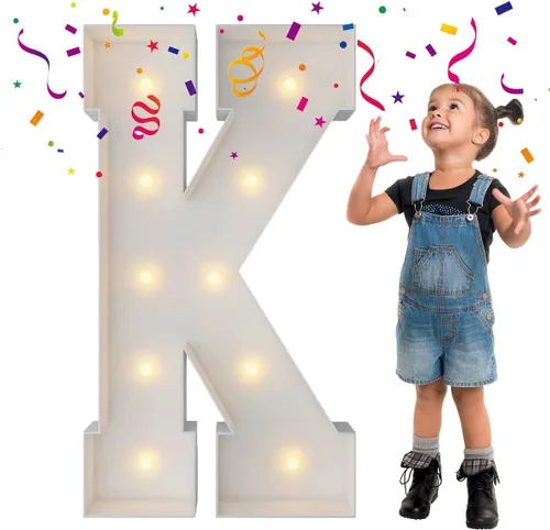 Miniatura 63 de Letras iluminadas con marco de 3 pies de alto, letras enormes con marco, marco de globos en mosaico, letra grande para decoraciones de compromiso