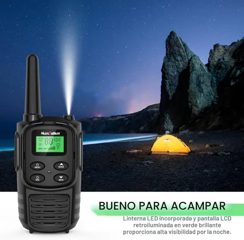 Miniatura 6 de Walkie Talkies MaxTalker de largo alcance para adultos, MT10 Walkie Talkies recargables FRS de 2 vías, NOAA, batería de 1200mAh Li-ion con cable