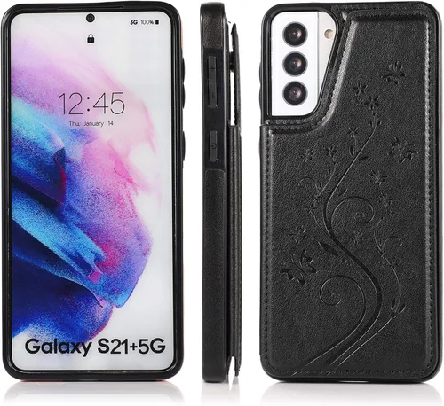 Miniatura 4 de Funda de teléfono para Samsung Galaxy S21 Plus Glaxay S21+ 5G con protector de pantalla de vidrio templado, tarjetero y tarjetero con soporte