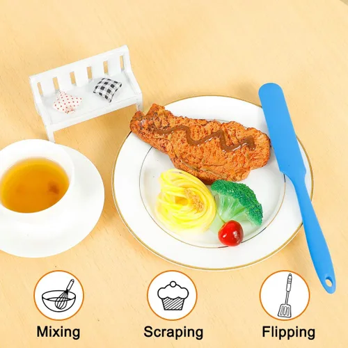 Miniatura 6 de uxcell Espátula de silicona resistente al calor, anti-arañazos, espátula antiadherente para cocinar hornear y mezclar herramienta azul