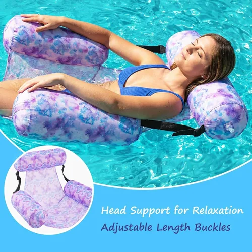 Miniatura 6 de Silla flotante inflable para piscina, paquete de 2 flotadores de piscina para adultos, resistentes, sillas flotantes de agua, flotadores inflables