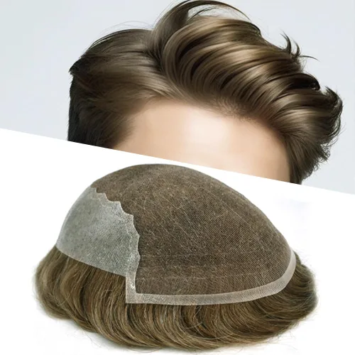 Miniatura 77 de Mens Toupee Human Hair Replacement System Swiss Lace Toupee For Men Hair Piece Protesis Capilar Mens Hairpiece 5X7#1 Jet Black 120% Density