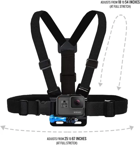 Miniatura 5 de MiPremium Arnés de pecho con soporte y correa para la cabeza para GoPro Hero 13 12 11 10 9 8 Max Go Pro Hero 7 6 5 3 4 Session Negro Plata Fusion